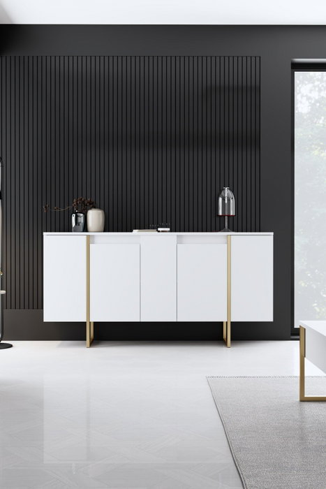 Hanah Home Luxe Consola Blanco y Oro